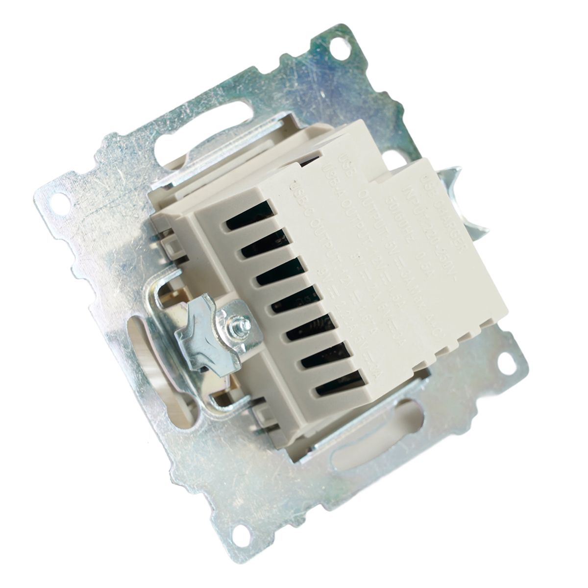 Розетка 2-местная USB + type C (механизм), 250В, 3А, max 20W, STEKKER, GLS10-7116-08, серия Катрин, золото 50053 3
