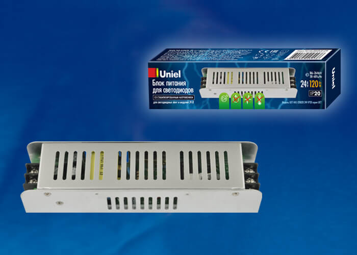 Блок питания Uniel 24V 120W IP20 5A UET-VAS-120B20 24V IP20 UL-00002431 1