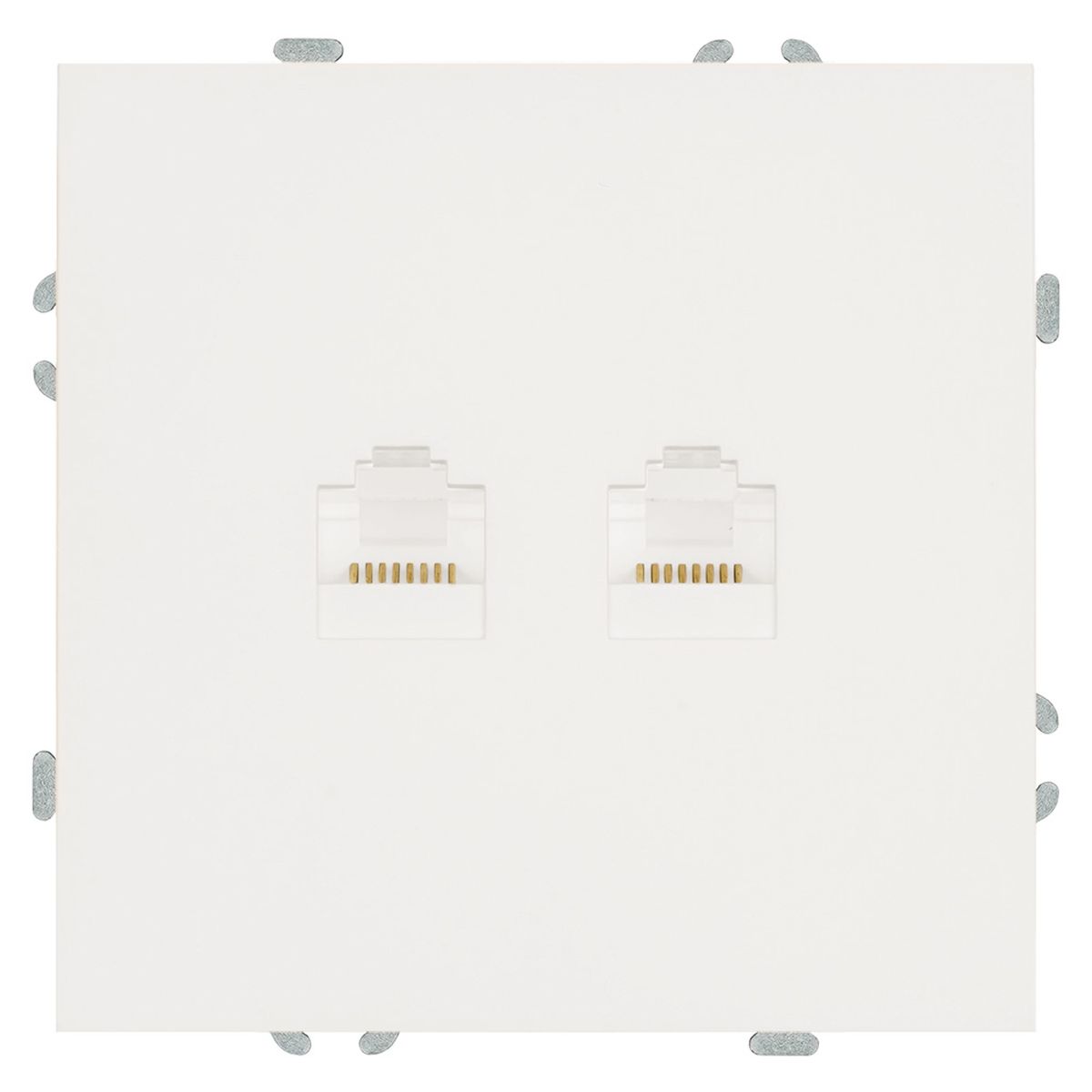 Розетка компьютерная 2-местная RJ-45 (механизм), STEKKER,  серия Эмили, RST00-5111-01, белый фарфор, soft touch 49874