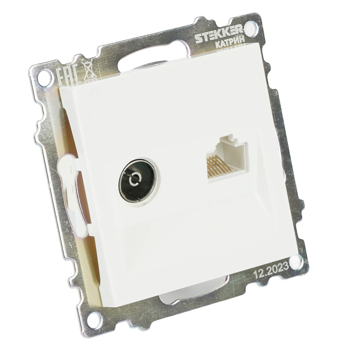 Розетка телевизионная TV + компьютерная RJ-45 Stekker Катрин GLS00-7106-01 белая 49181 4