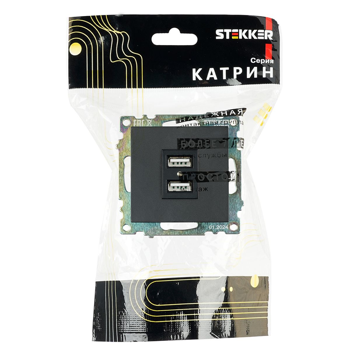 Розетка 2хUSB Stekker Катрин черный GLS10-7115-05 39616 4