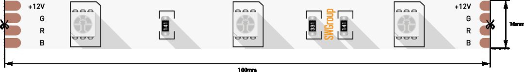 Светодиодная лента SWG 7,2W/m 30Led/m 5050SMD RGB 5M SWG530-12-7.2-RGB-М 009258 2