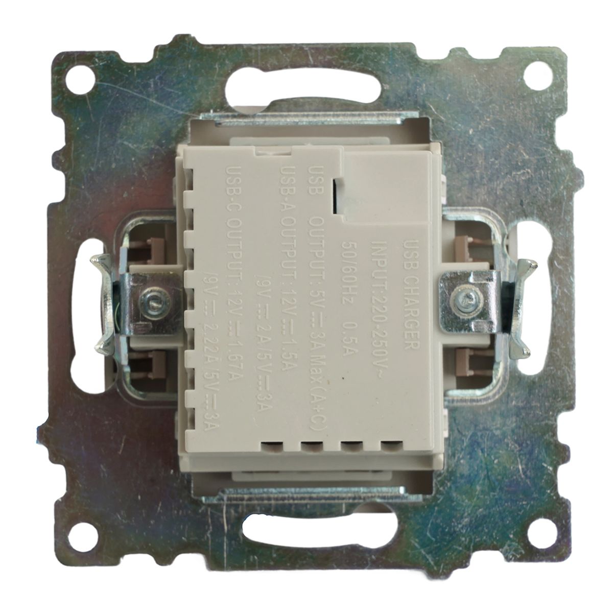 Розетка 2-местная USB + type C (механизм), STEKKER GLS10-7116-02, 250B, 3A, max 20W, серия Катрин, шампань 50056 1