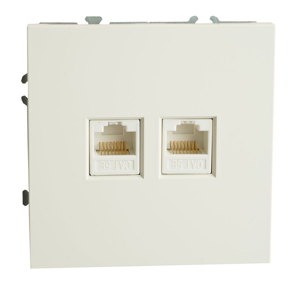 Розетка компьютерная 2-местная RJ-45 (механизм), STEKKER,  серия Эмили, RST00-5111-01, белый фарфор, soft touch 49874 1