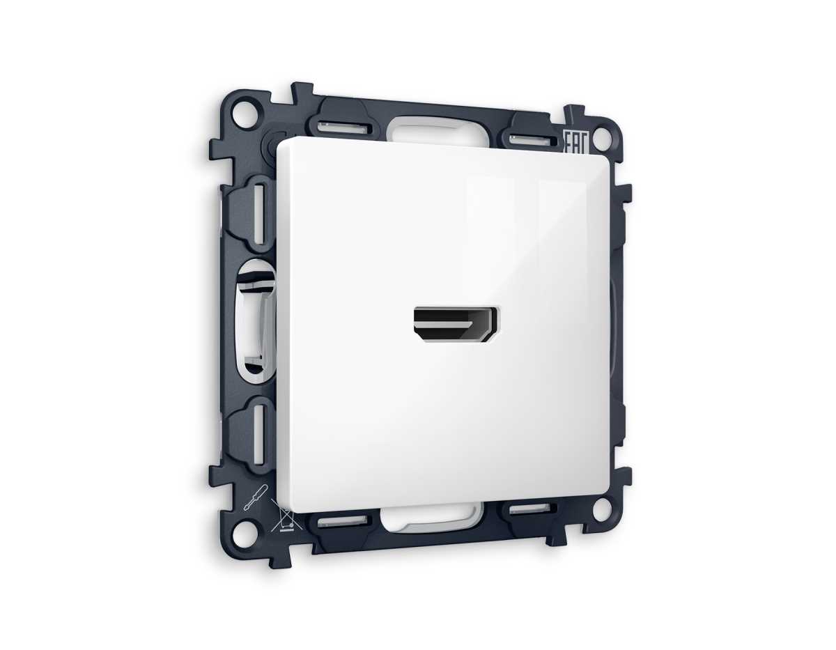 Комплект механизма розетки HDMI 2.0 AMBRELLA VOLT ALFA Белый глянец 40V/500mA 2.0GHz 5-18Gbit/s QUANT (AP1140, VM222) MA114010