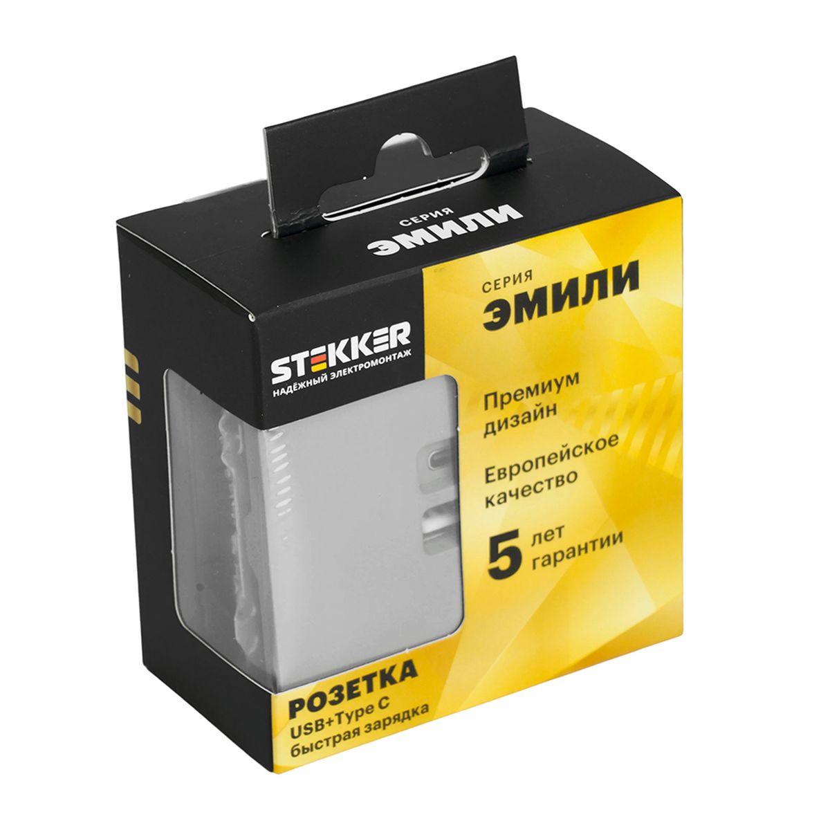 Розетка 2-местная USB + Type C (механизм), STEKKER, 250В, 20W, серия Эмили, RST10-5115-10, платиново-серый, soft touch 49957 2