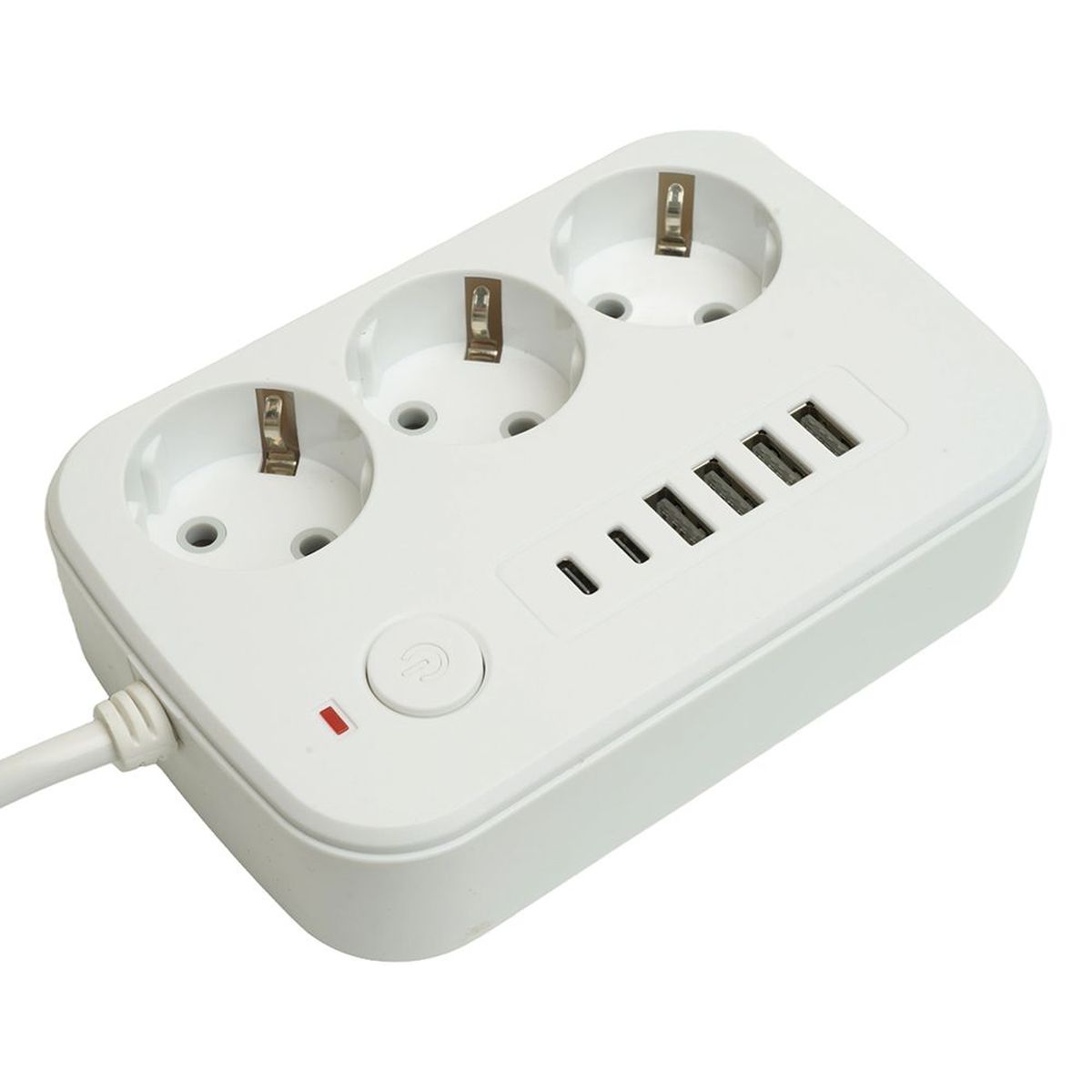 Удлинитель 3-местный c/з 3x1 мм2, 3 м, 250В, 10А, 4USB+2Type-C 2,4А, серия Home plus, белый STEKKER HM09-36-02 49979 2