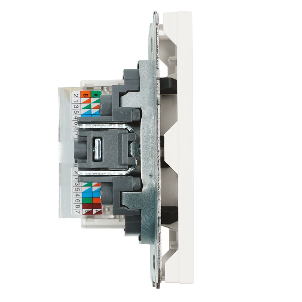 Розетка компьютерная 2-местная RJ-45 (механизм), STEKKER,  серия Эмили, RST00-5111-01, белый фарфор, soft touch 49874 5