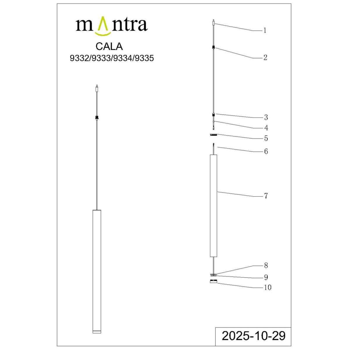 Подвесной модульный светильник без основания Mantra Cala 9333 5