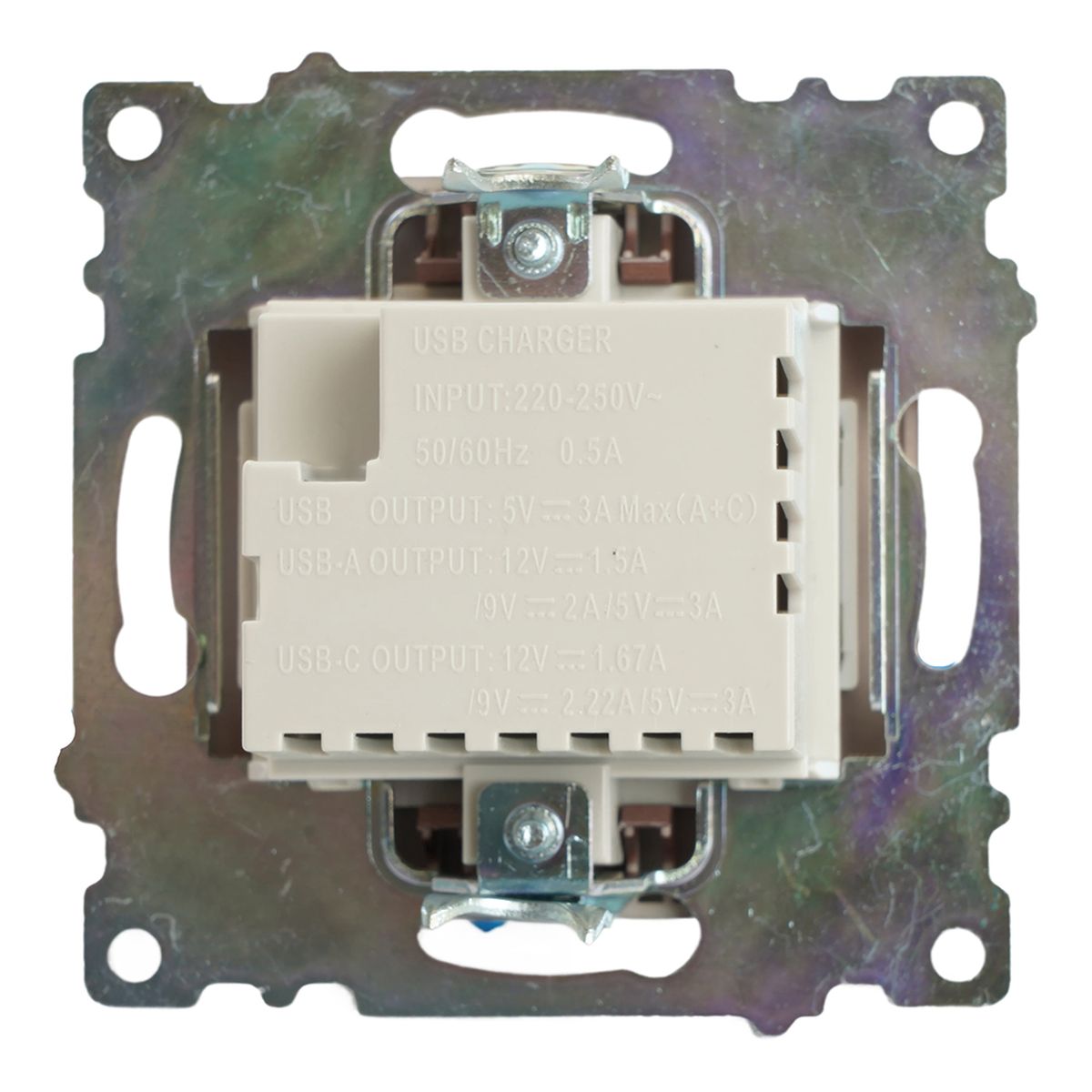 Розетка 2-местная USB + type C, STEKKER GLS10-7116-04, 250В, 3А, max 20W,серия Катрин, шоколад 50057 5