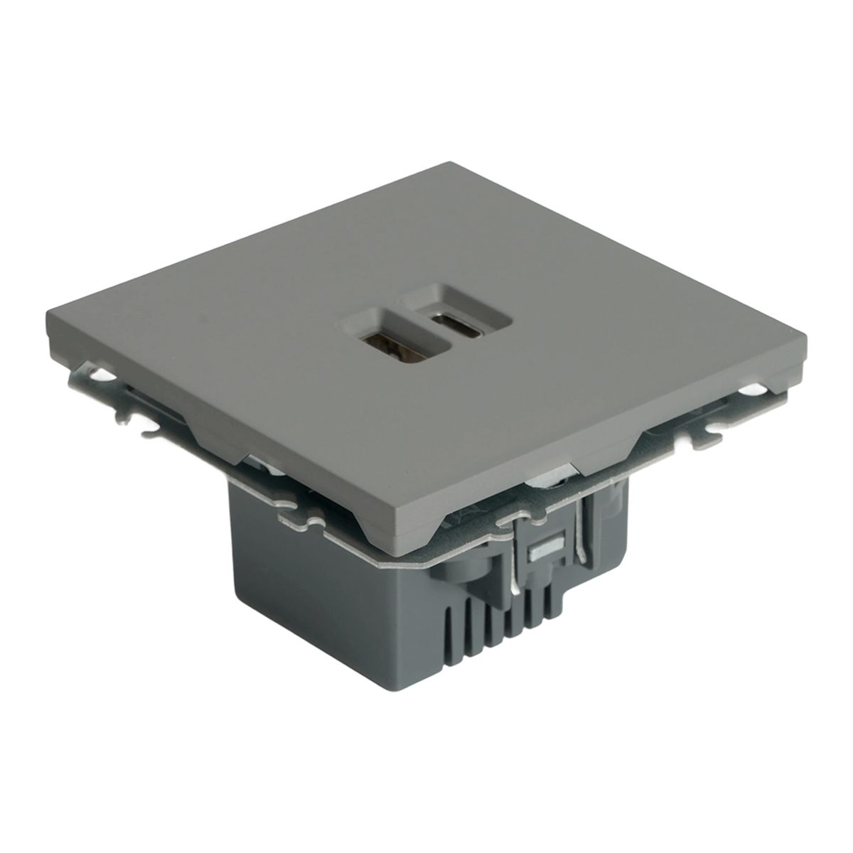 Розетка 2-местная USB + Type C (механизм), STEKKER, 250В, 20W, серия Эмили, RST10-5115-10, платиново-серый, soft touch 49957 4