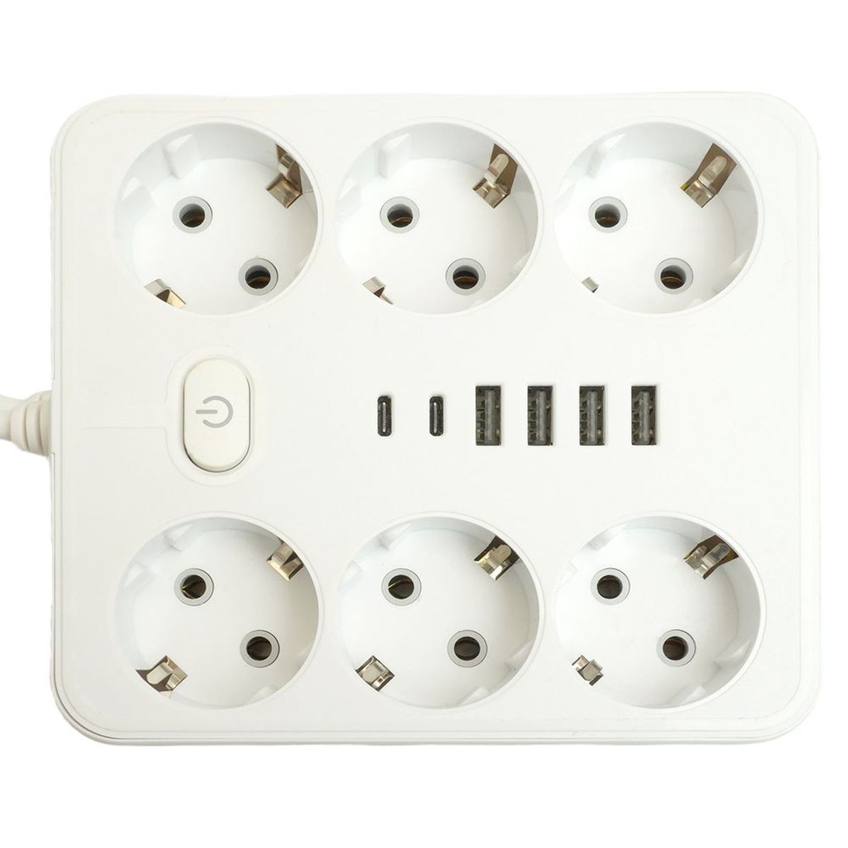 Удлинитель 6-местный c/з 3x1 мм2, 1,8 м, 250В, 10А, 4USB+2Type-C 2,4А, серия Home plus, белый STEKKER HM09-66-02 49975 4