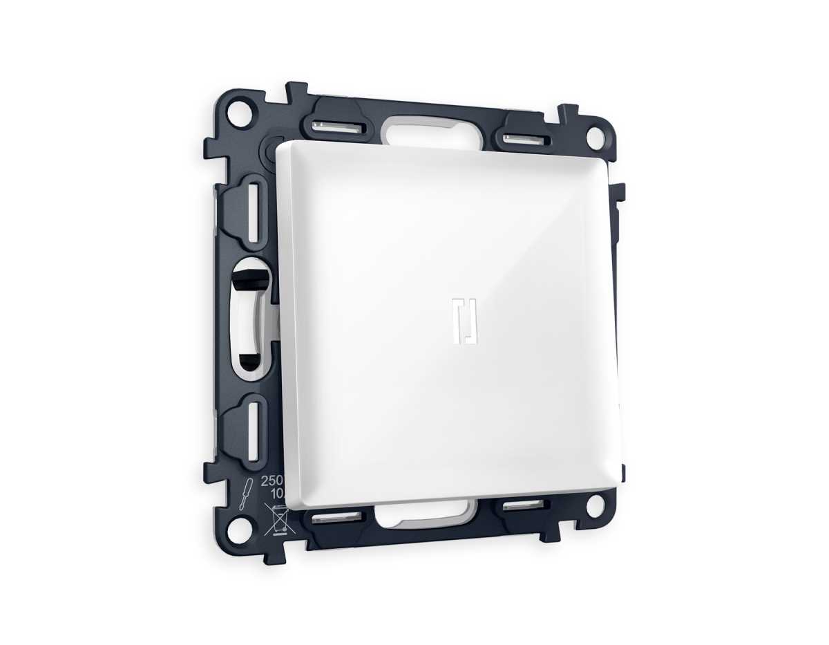 Комплект механизма 1-кл выключателя AMBRELLA VOLT с подсветкой 5600K ALFA Белый глянец QUANT (AP1020, VM101, G14W)