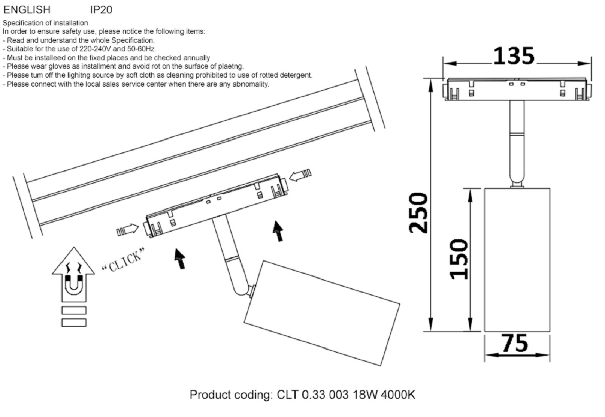 Трековый светодиодный светильник Crystal Lux CLT 0.33 003 18W WH 4000K 2