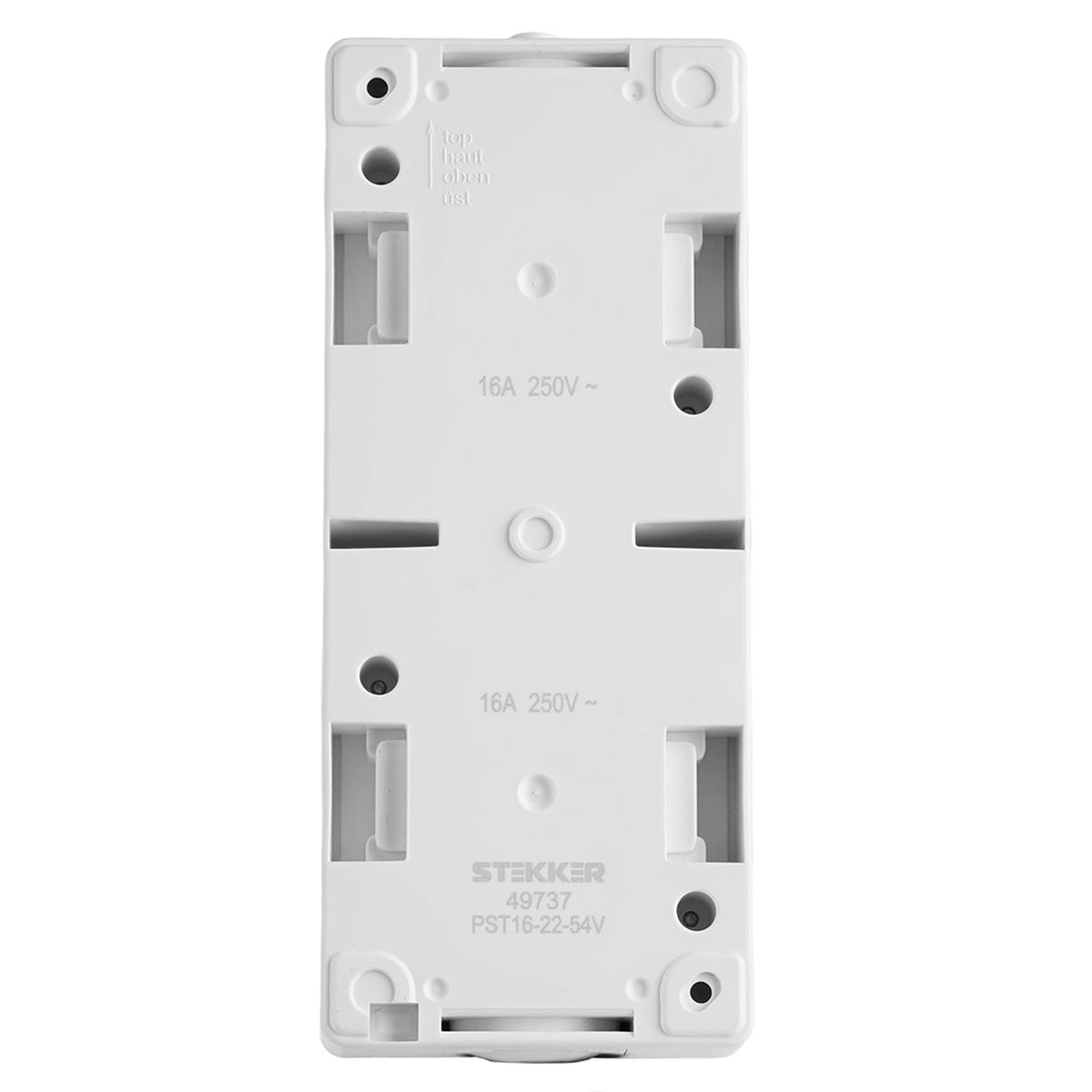 Розетка 2-местная с крышкой с/з STEKKER PST16-22-54V, пластик АВS, 250В, 16А, IP54,  белый/серый 49737 2