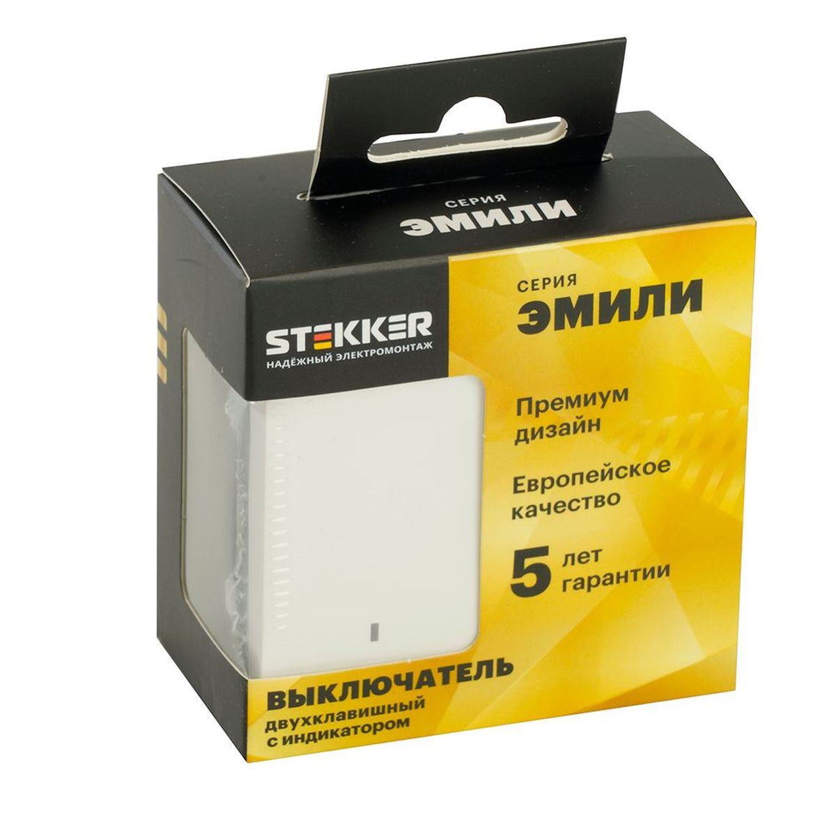 Выключатель двухклавишный Stekker Эмили с подсветкой белый фарфор RSW10-5102-01 49864 3