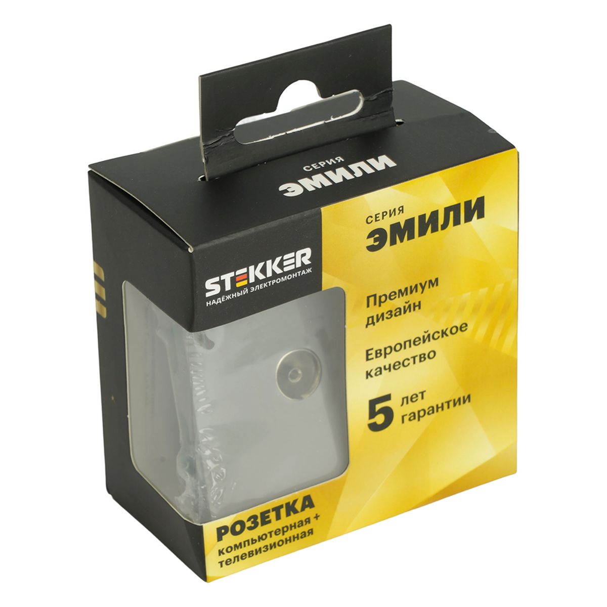 Розетка TV + компьютерная RJ-45 (механизм), STEKKER, серия Эмили, RST00-5106-10, платиново-серый, soft touch 49950 3