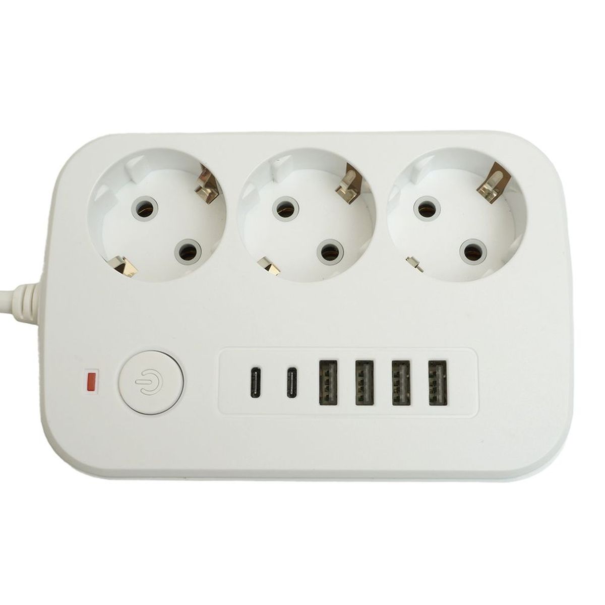 Удлинитель 3-местный c/з 3x1 мм2, 3 м, 250В, 10А, 4USB+2Type-C 2,4А, серия Home plus, белый STEKKER HM09-36-02 49979 5
