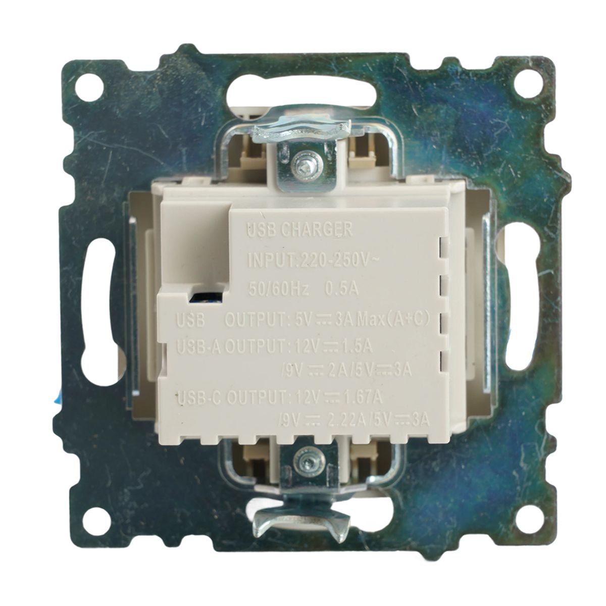 Розетка 2-местная USB + type C (механизм), 250В, 3А, max 20W, STEKKER, GLS10-7116-08, серия Катрин, золото 50053 5
