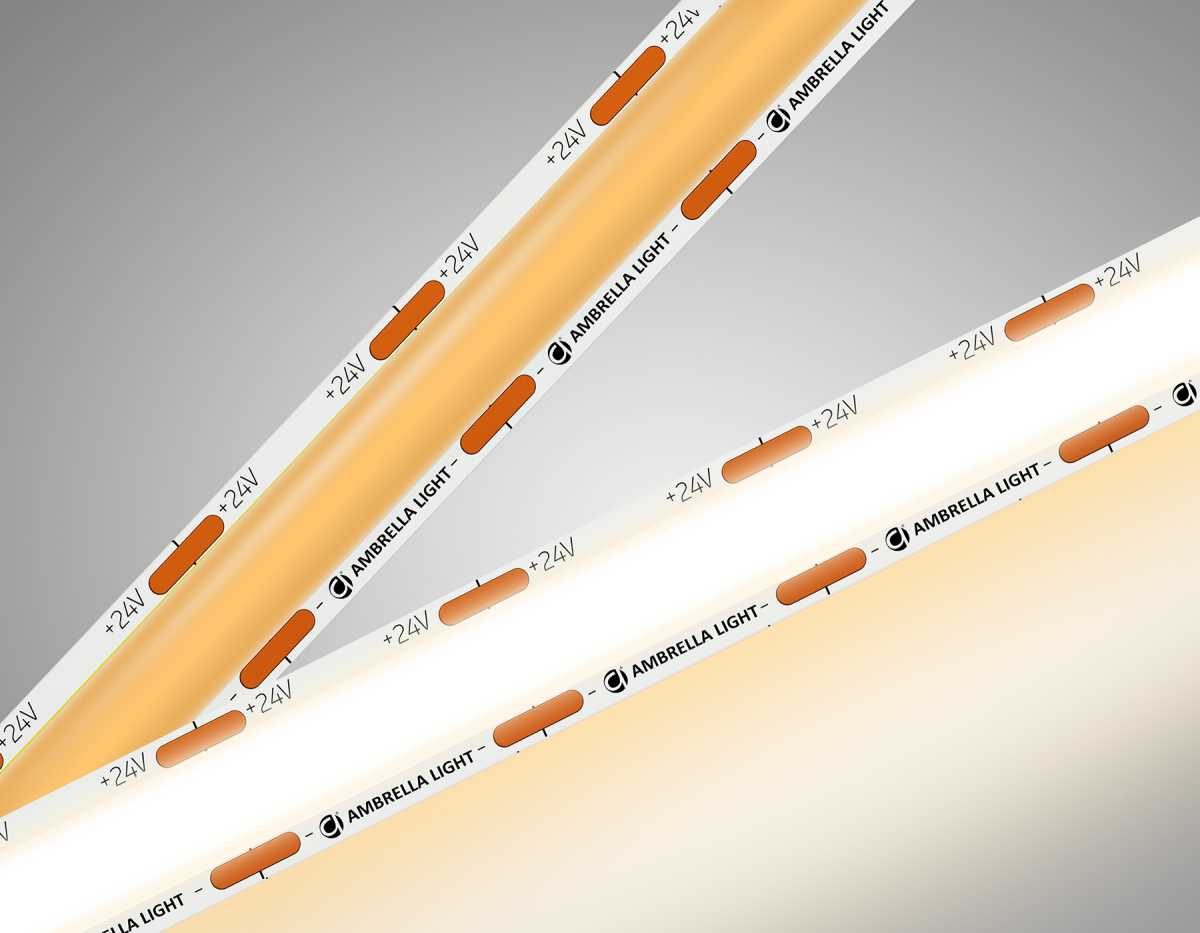 Светодиодная лента Ambrella Light GS4801 COB 616Led/19W m/ 24V IP20 3000K/ 5m*12mm*2mm (2 конт.) GS4801 2