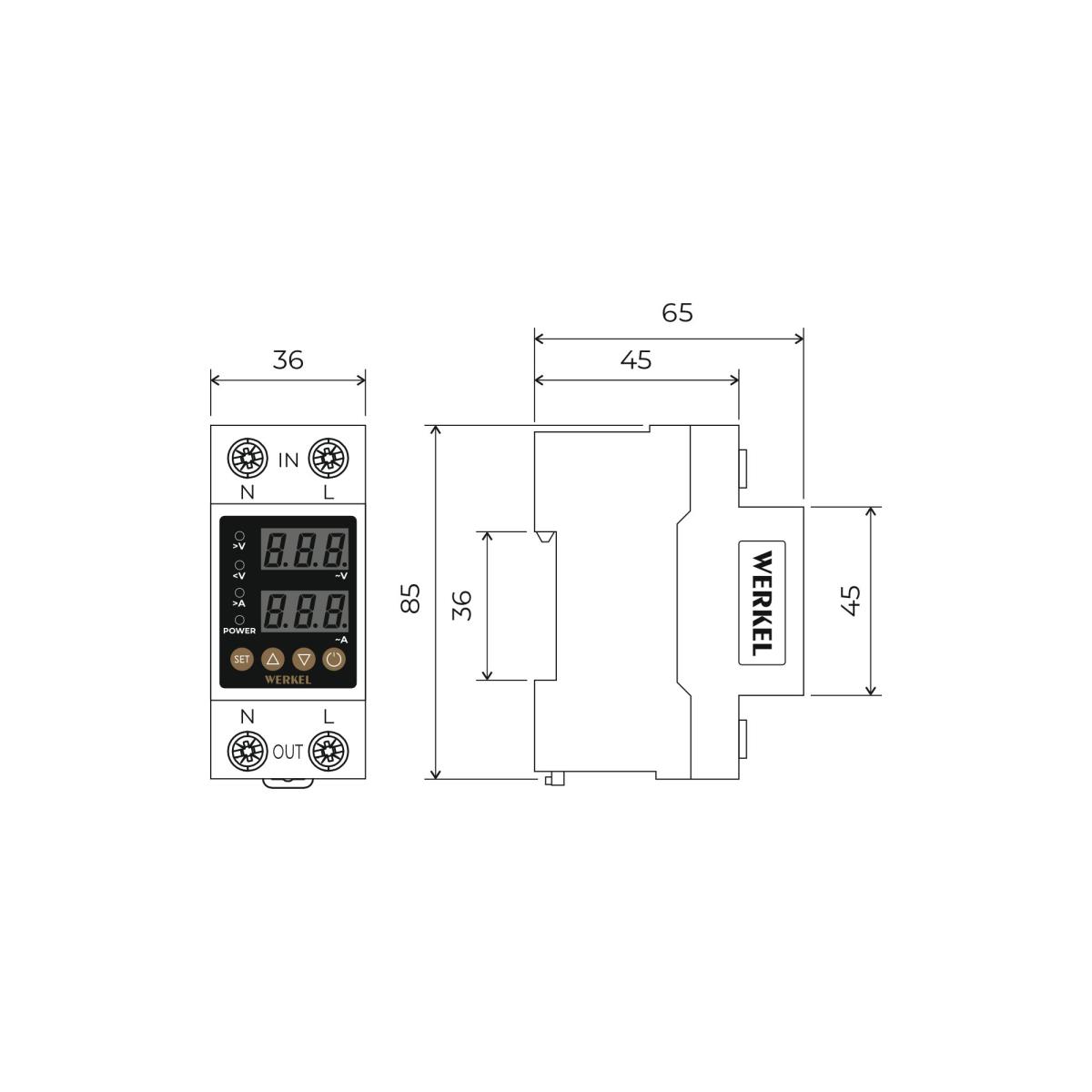 Реле напряжения Werkel 1P+N 63А W932P63R 4690389204425 2