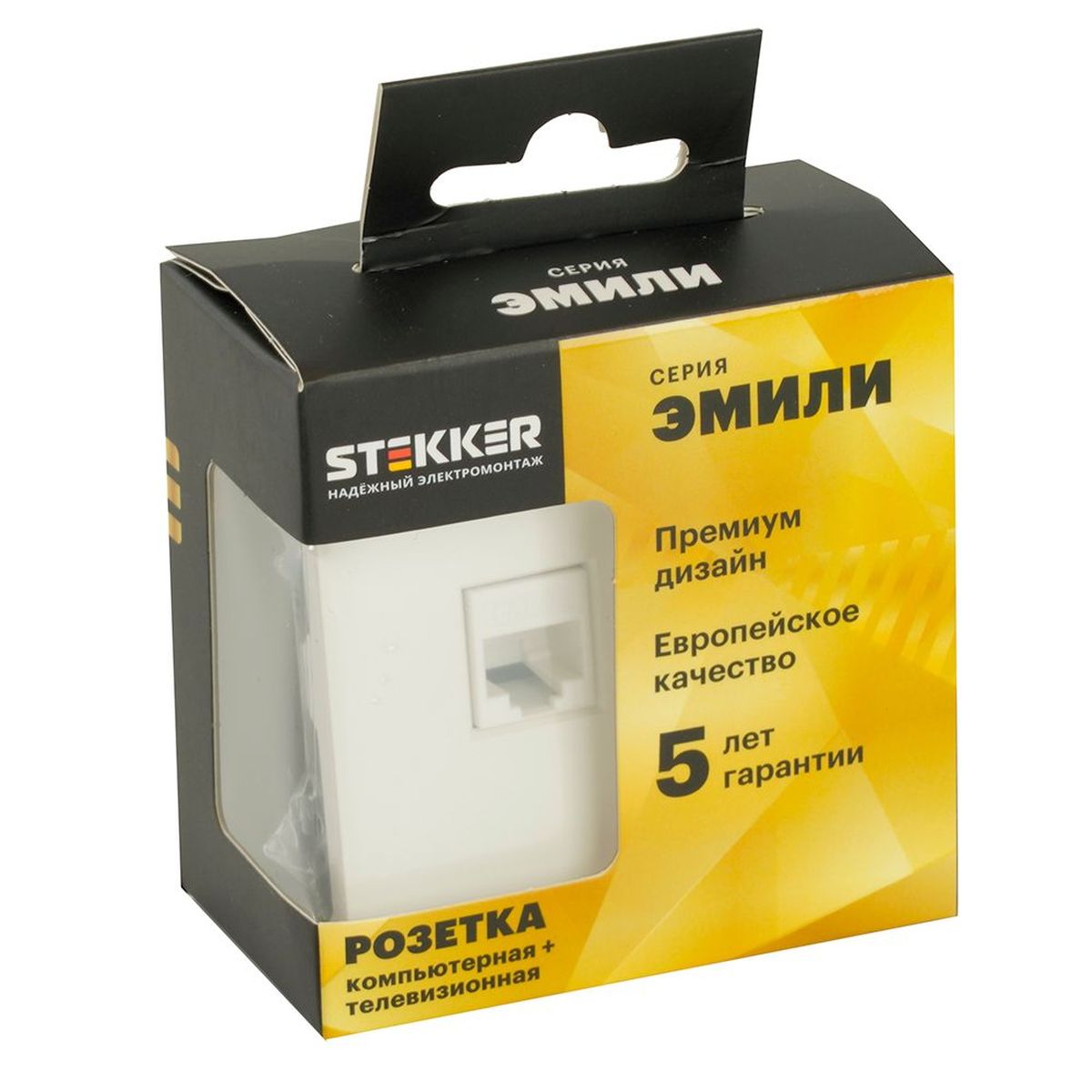 Розетка компьютерная 2-местная RJ-45 (механизм), STEKKER,  серия Эмили, RST00-5111-01, белый фарфор, soft touch 49874 2
