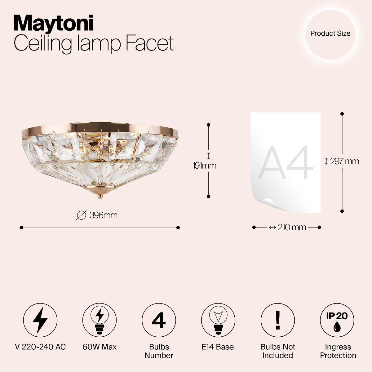 Потолочный светильник Maytoni Facet MOD094CL-04G 1