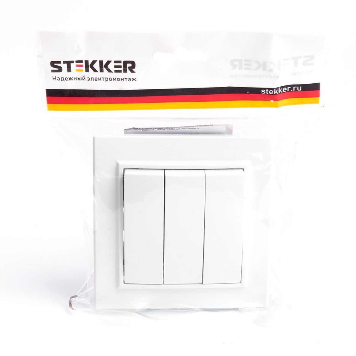 Выключатель трехклавишный Stekker Эрна белый PSW10-9007-01 39922 1