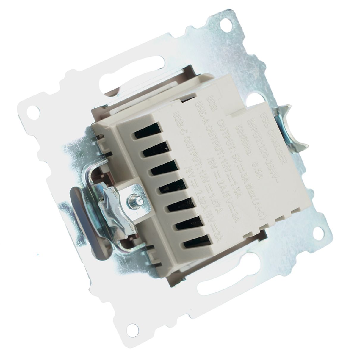 Розетка 2-местная USB + type C, STEKKER GLS10-7116-04, 250В, 3А, max 20W,серия Катрин, шоколад 50057 2