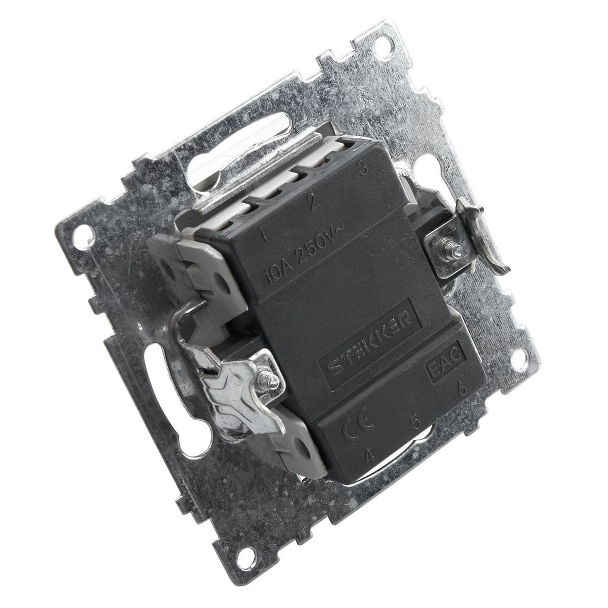 Выключатель двухклавишный Stekker Катрин с подсветкой серебро GLS10-7102-03 39579 4