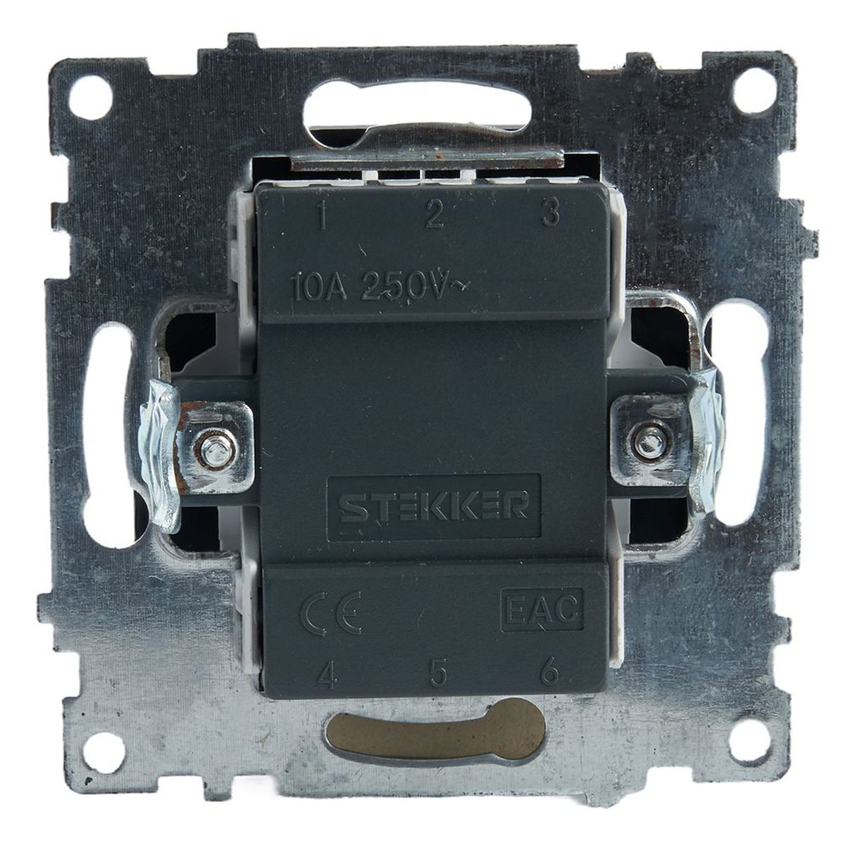 Выключатель двухклавишный Stekker Катрин с подсветкой черный GLS10-7102-05 39607 2