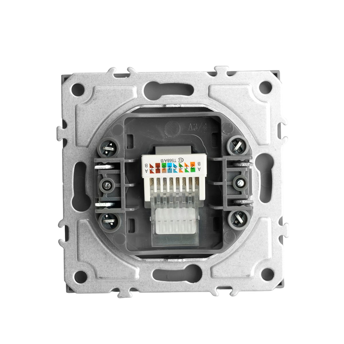 Розетка компьютерная 1-местная RJ-45 (механизм), STEKKER, серия Эмили, RST00-5117-10, платиново-серый, soft touch 49951 1