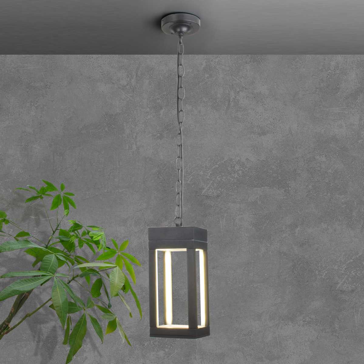 Уличный подвесной светодиодный светильник Elektrostandard Frame 1528 Techno Led серый a051858 2