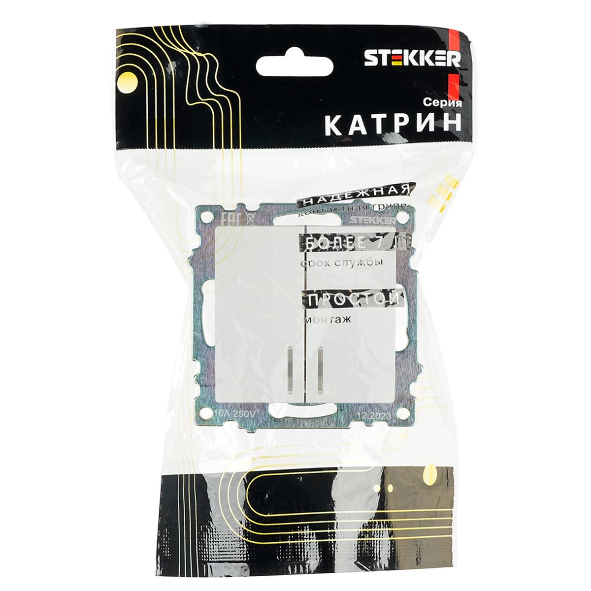 Выключатель двухклавишный Stekker Катрин с подсветкой белый GLS10-7102-01 39301 1