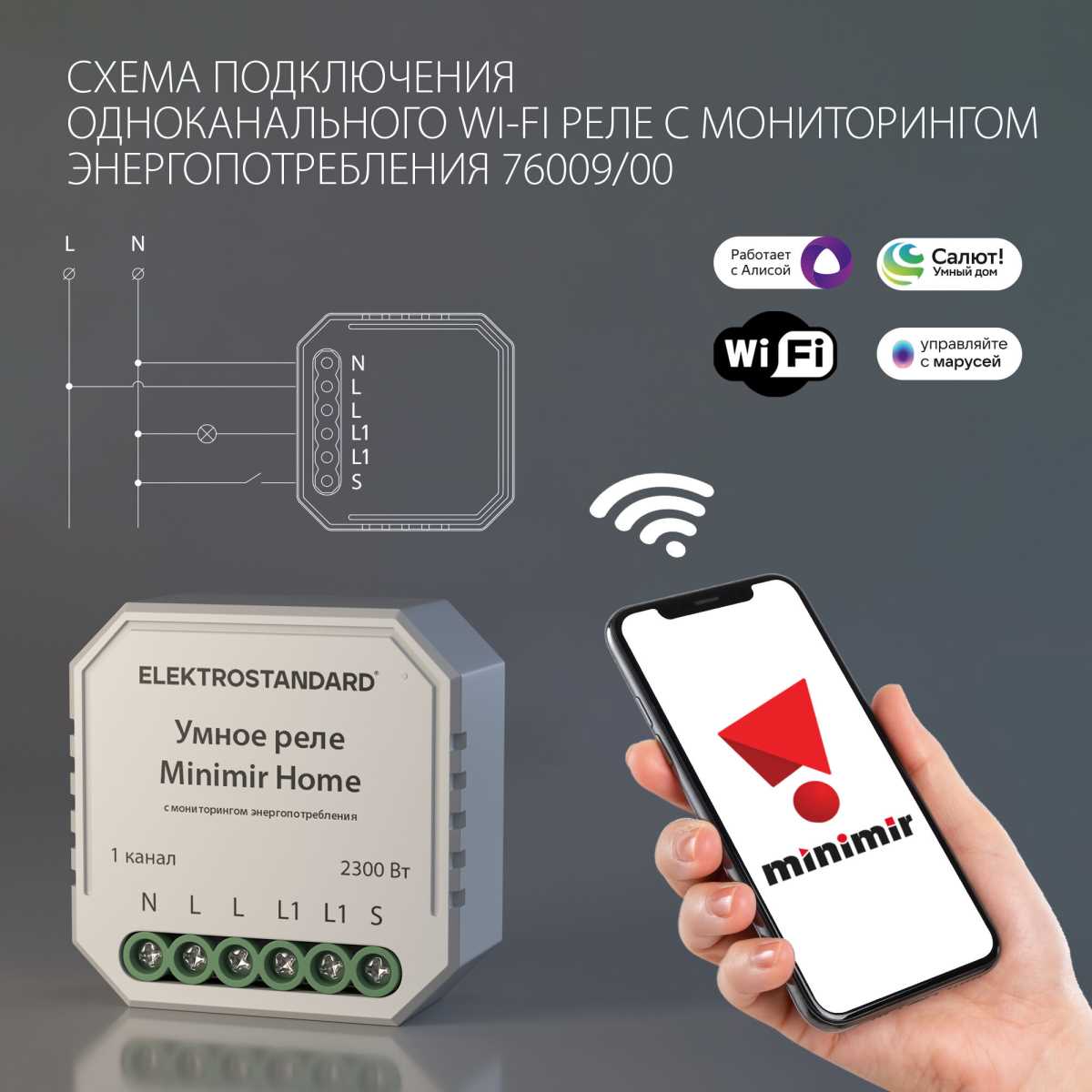 Реле Wi-Fi с мониторингом энергопотребления Elektrostandard (Умный дом) 76009/00 a062688 1