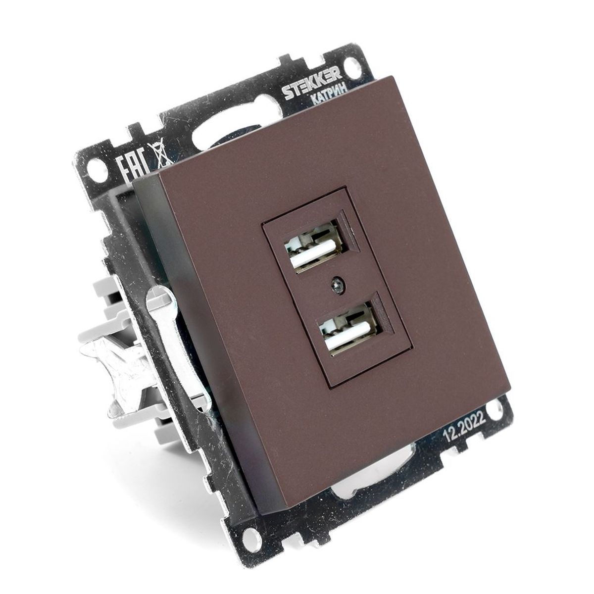 Розетка двухместная USB Stekker Катрин шоколад GLS10-7115-04 49027 5