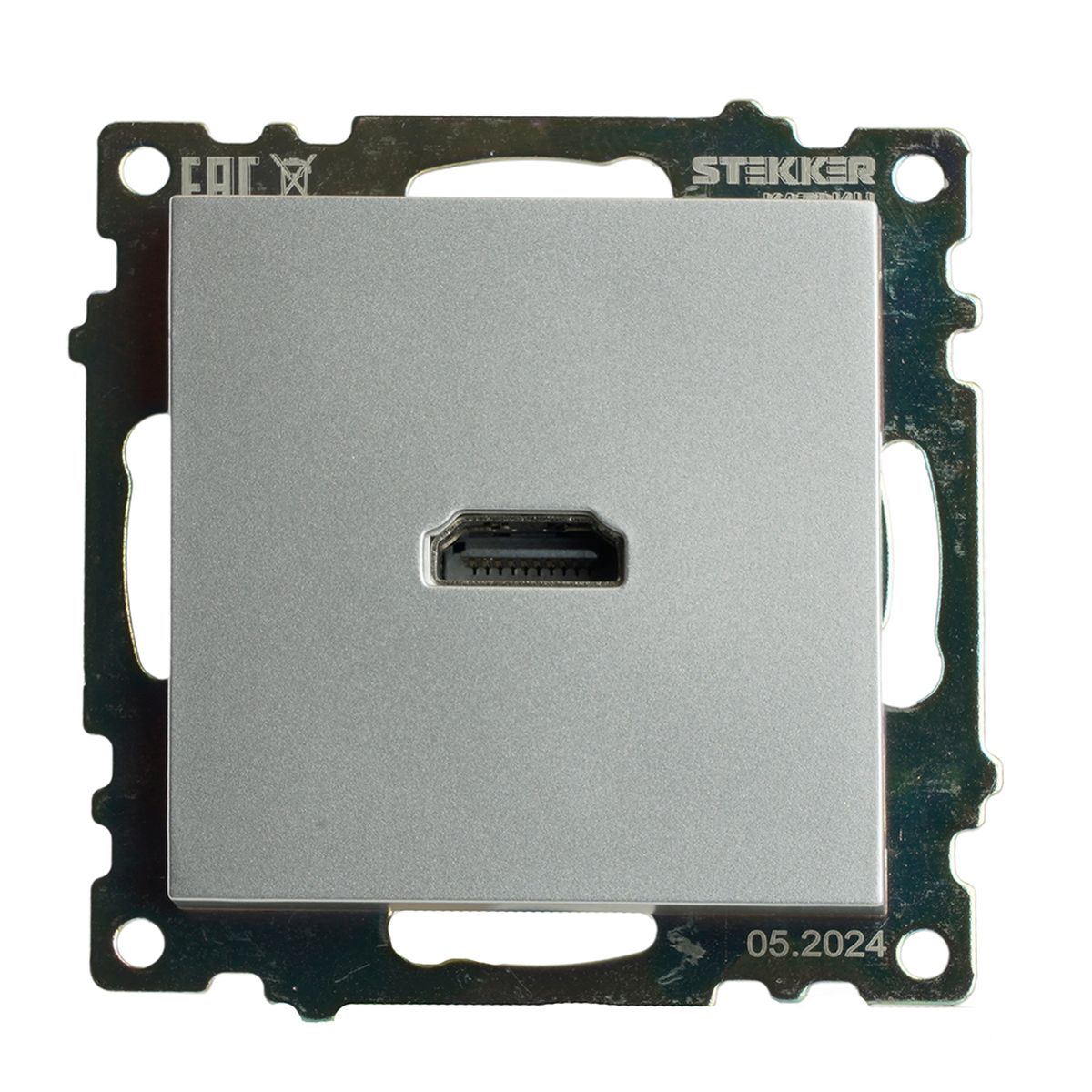 Розетка HDMI 2.1, Type A (механизм), STEKKER GLS00-7118-03, серия Катрин, серебро 50061 5