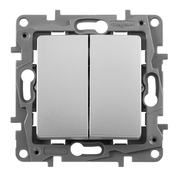 Выключатель двухклавишный Legrand Etika 10A 250V алюминий 672402 изображение 3 Выключатель двухклавишный Legrand Etika 10A 250V алюминий 672402 Фото № 3