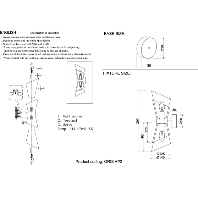 Бра Crystal Lux Gris AP2 Gold изображение 2 Бра Crystal Lux Gris AP2 Gold Фото № 2