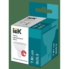 Лампа светодиодная IEK GU5.3 7W 4000K матовая LLE-MR16-7-230-40-GU5 1