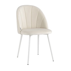 Кухонный стул Stool Group Логан велюр молочный белые ножки AV 413-Cmil-02