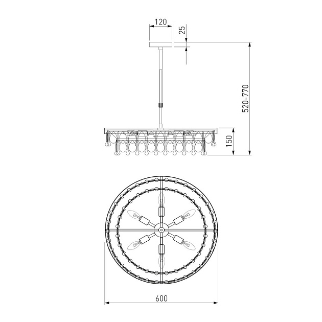 Подвесная люстра Eurosvet Sophie 60165/6 латунь Фото № 2