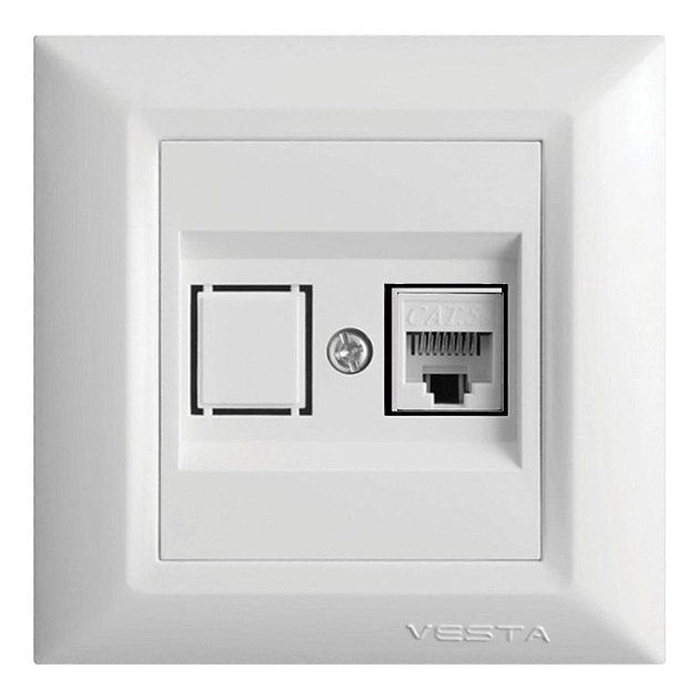 Розетка LAN Vesta-Electric Roma белый FRZCW010101BEL изображение 1 Розетка LAN Vesta-Electric Roma белый FRZCW010101BEL Фото № 1