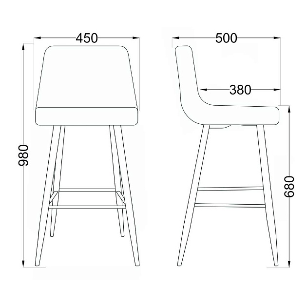 Барный стул AksHome Mia темно-серый, велюр 78868 Фото № 2