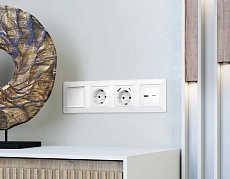 Комплект механизма 1-кл проходного выключателя AMBRELLA VOLT ALFA Белый глянец QUANT (AP1010, VM105) 1