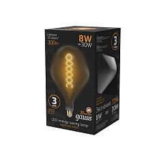 Лампа светодиодная филаментная Gauss E27 8W 2400K серая 163802008 1