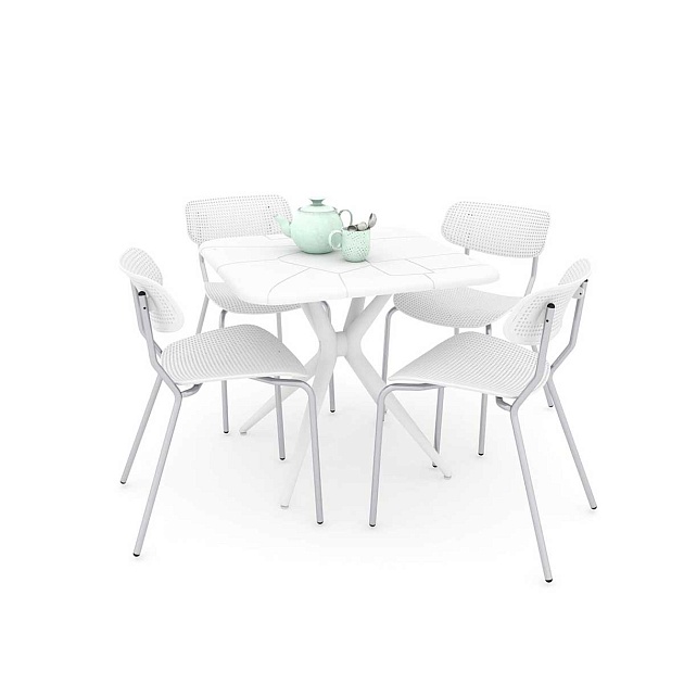 Обеденная группа Sheffilton SHT-DS129 белый/хром лак 3684311501 изображение 1 Обеденная группа Sheffilton SHT-DS129 белый/хром лак 3684311501 Фото № 1