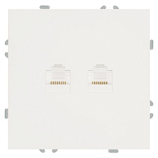 Розетка компьютерная 2-местная RJ-45 (механизм), STEKKER, серия Эмили, RST00-5111-01, белый фарфор, soft touch 49874