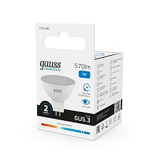 Лампа светодиодная Gauss GU5.3 7W 6500K матовая 13537 1