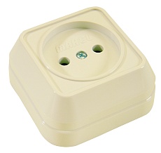 Розетка Makel 1-м ОП 16А IP20 без заземл. квадратная крем 45202